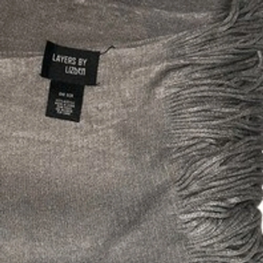 Layers by Lizden Marvelush Soft Fringed Scarf Dark Gray 18x84 Knit Pashmina Wrap